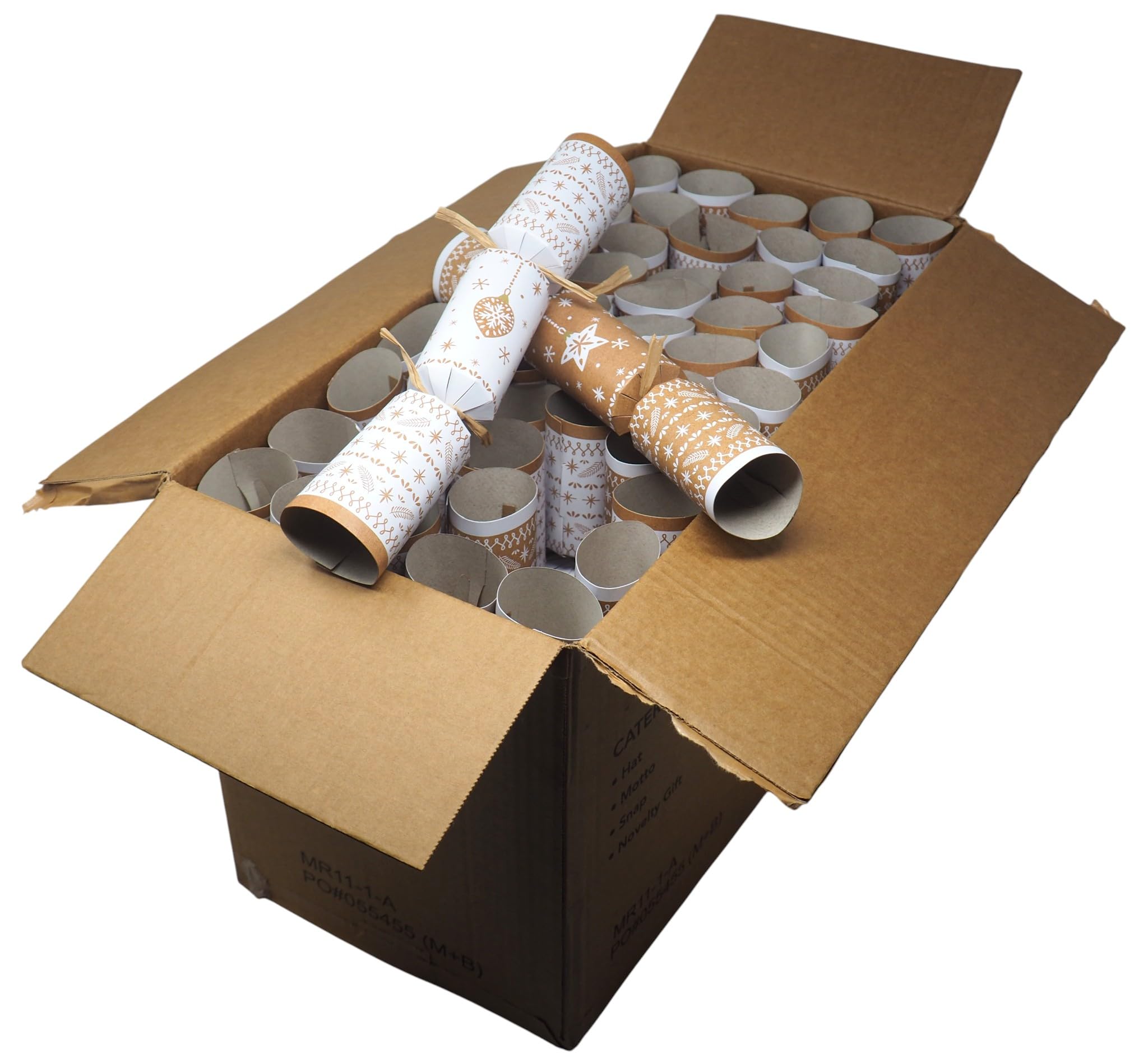 RSW International 50 Christmas Catering Crackers - Natural White - Corporate Events/Restaurants