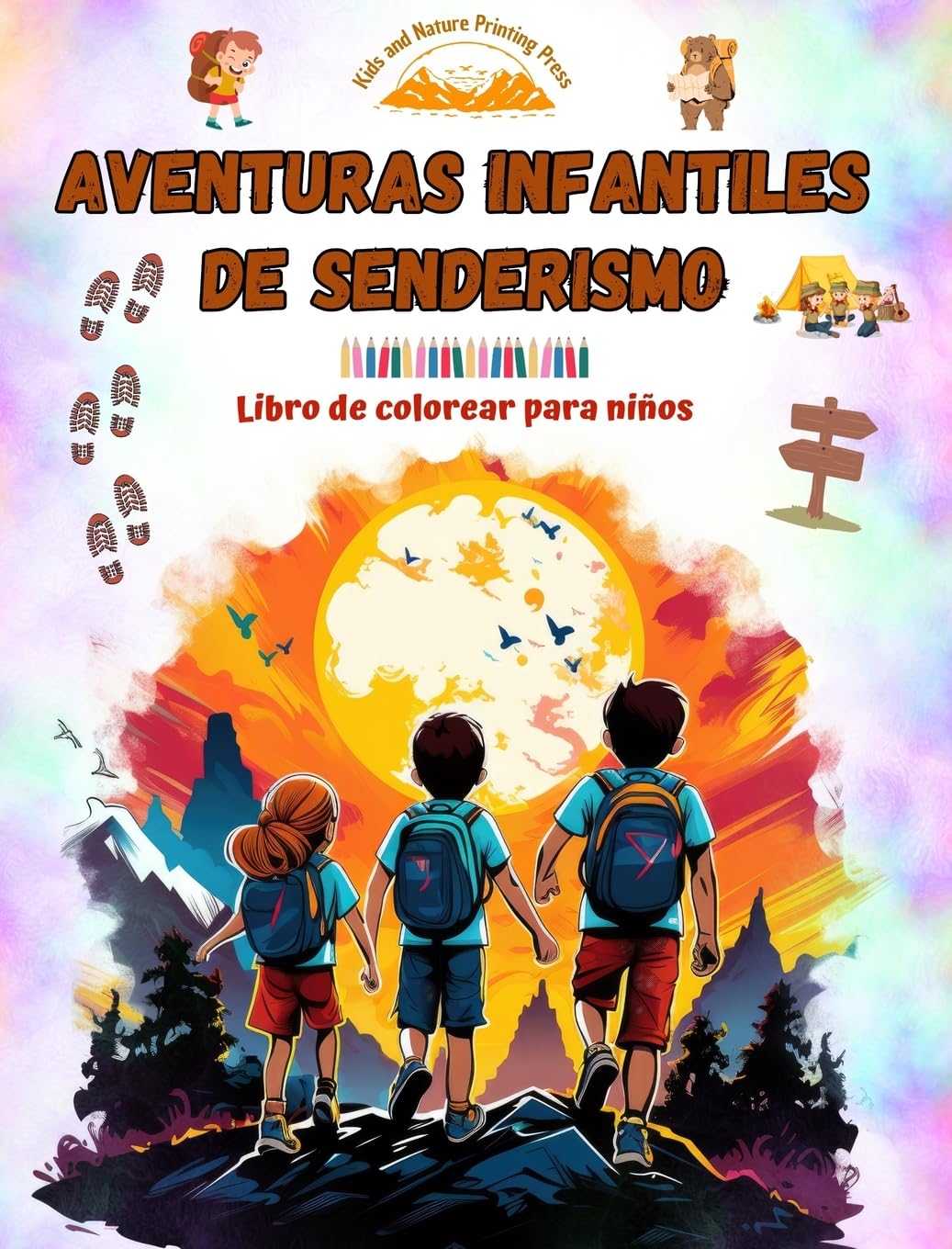 Aventuras infantiles de senderismo - Libro de colorear para niños - Dibujos divertidos y creativos de excursiones: Encantadora colección de lindas escenas de senderismo para niños