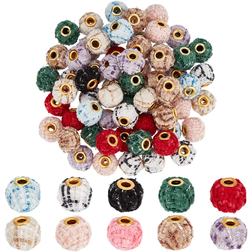 Perles à pompons bicolores SUNNYCLUE de 100 pièces en tissu polyester doux pour bijoux