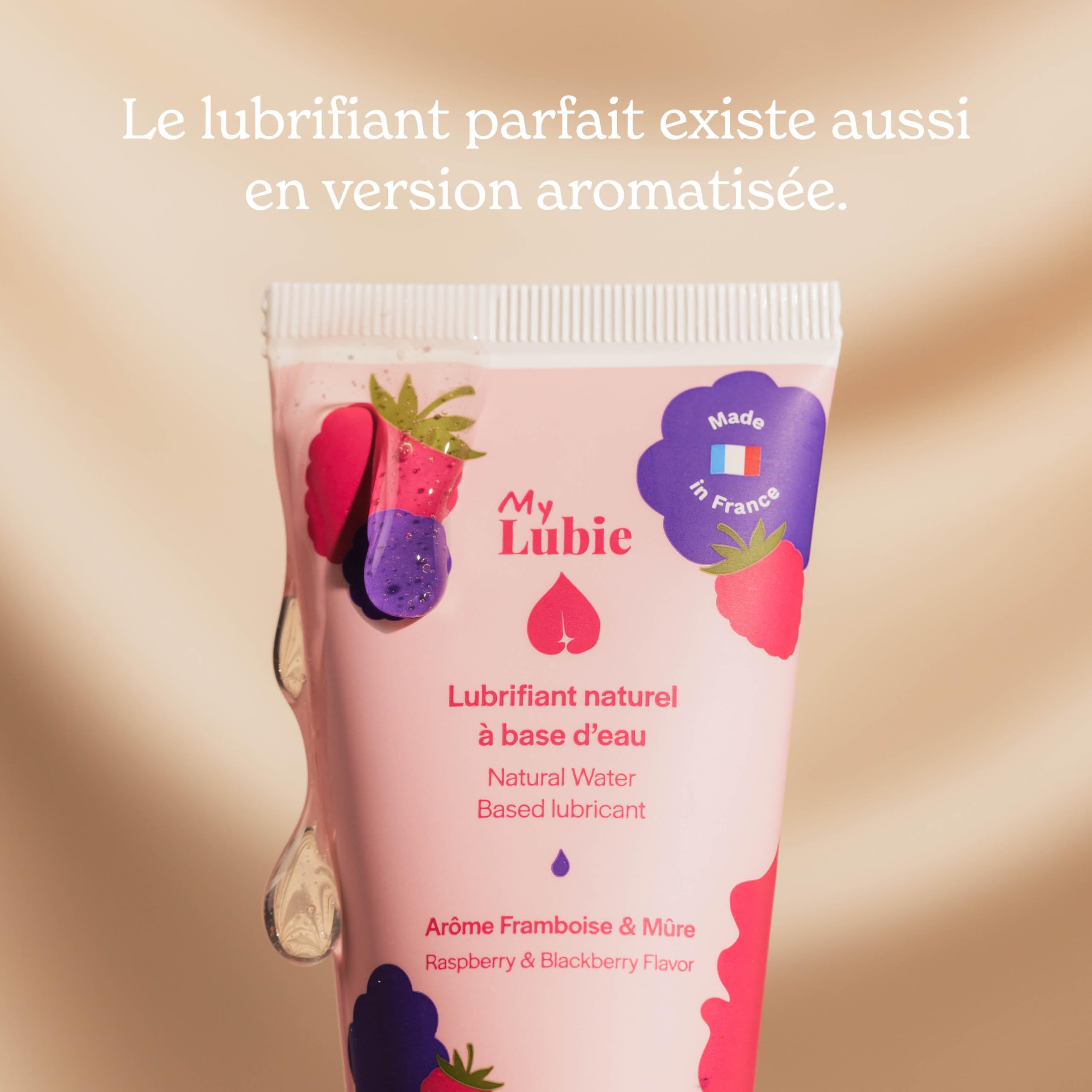 My Lubie - Duo de Lubrifiants Comestibles Aromatisés | Goût Framboise & Mûre | 2x50ml | Base Eau, Naturels & Vegan | Enrichis en Acide Hyaluronique et Prébiotiques | Fabriqués en France