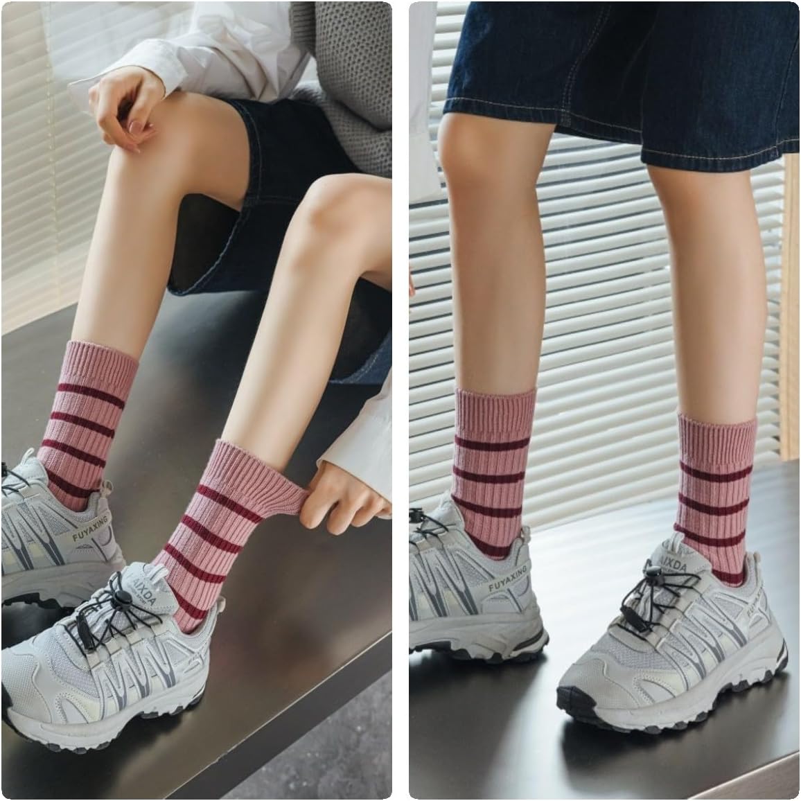 5/10 Pairs Retro Style Colorful Striped Socks, Cute Athletic Crew socks for Women - Image 5