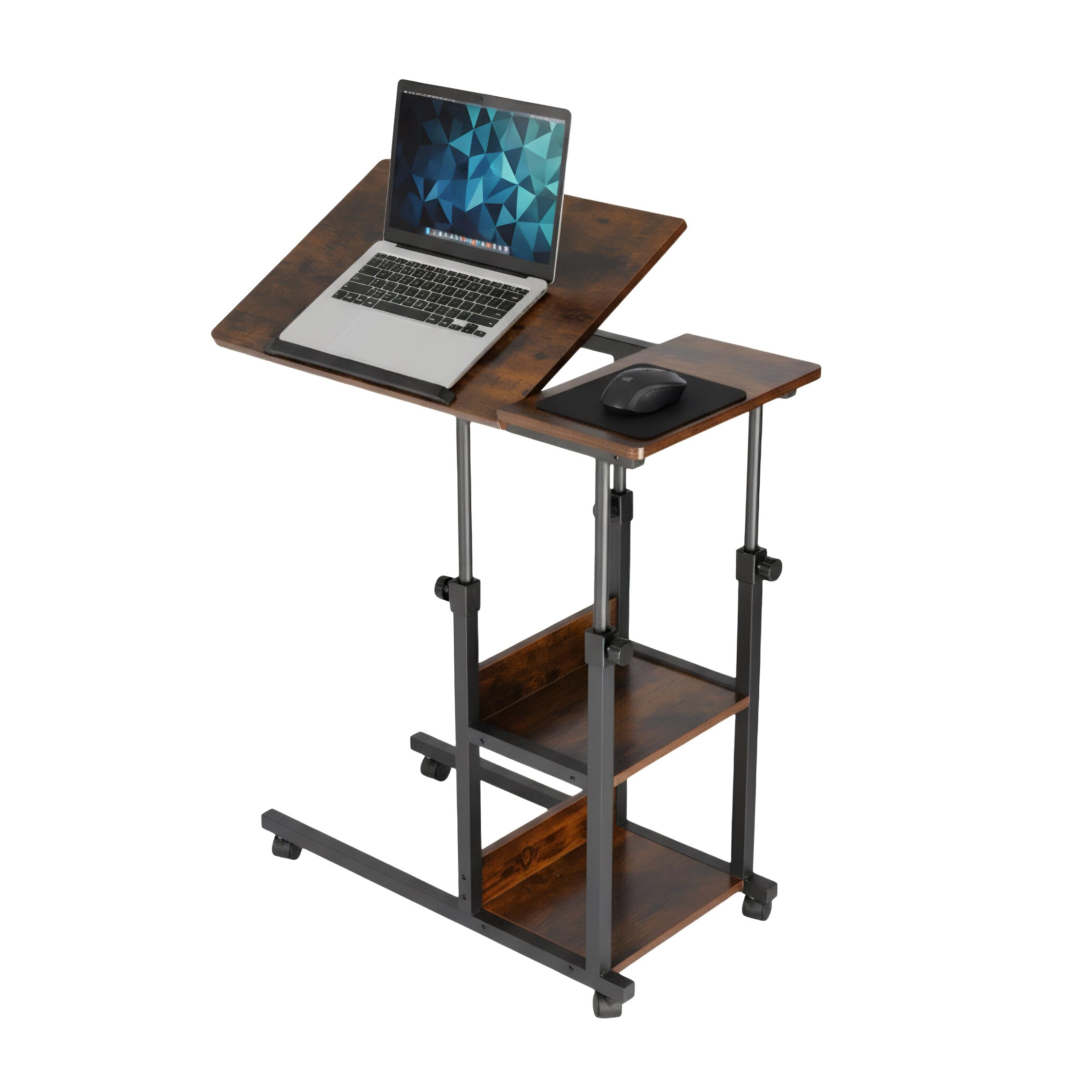 Relaxdays Laptoptisch Braun/Schwarz – Laptoptisch, höhenverstellbar, neigbar, C-Form