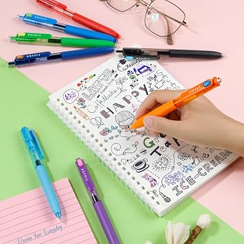 FIOVER Colored Gel Pens, 0.5mm Quick Dry Ink Fine Point Smooth Writing Colorful Pens for Journaling, School Supplies, Gifts for Nurses and Teens, Stocking Stuffers for Women (8PCS)
