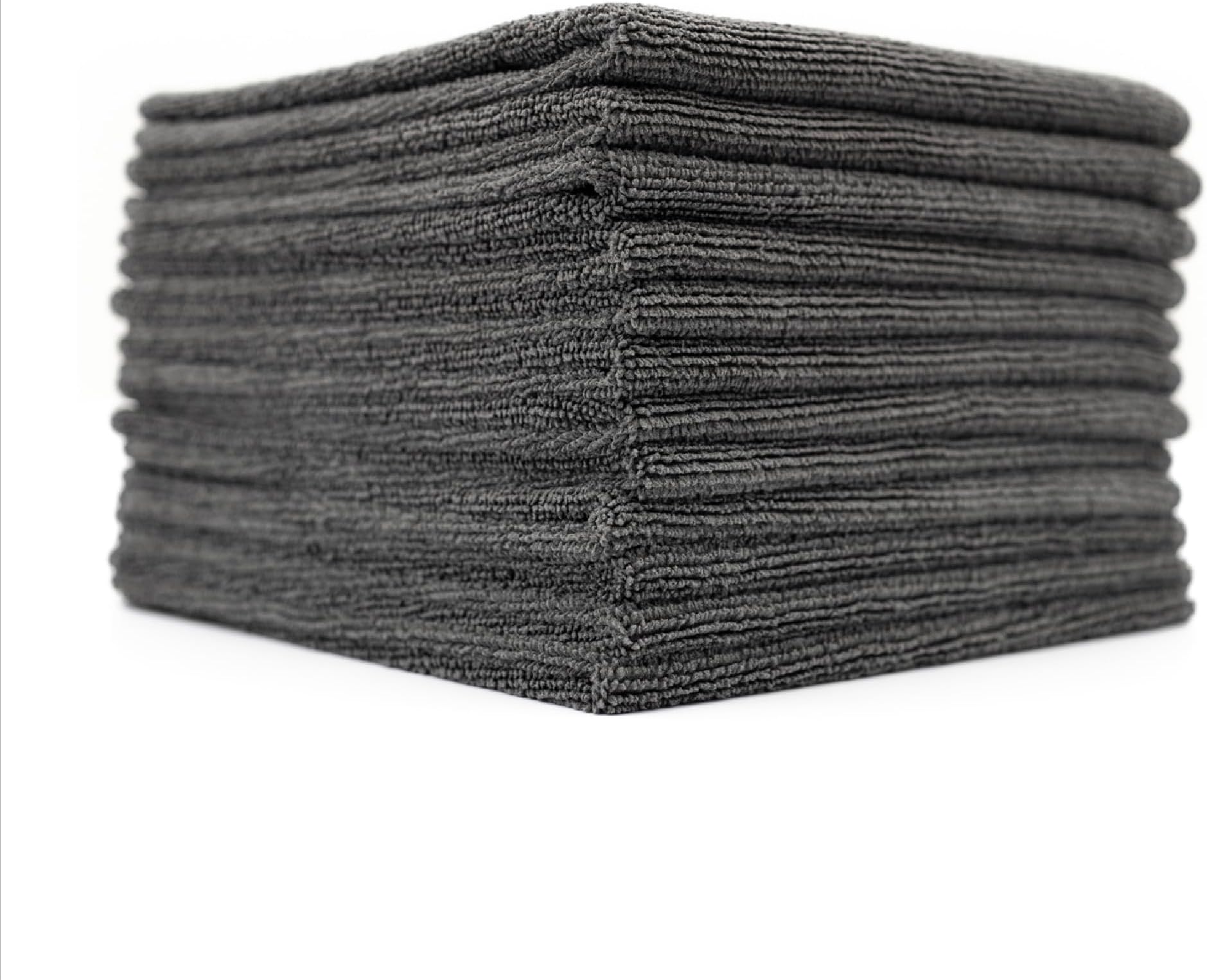 All-Purpose Microfiber Terry Cleaning Towels - Commercial Grade, Highly Absorbent, Lint-Free, Streak-Free, Kitchens, Bathrooms, Offices, 300gsm, 12in x 12in, Grey (12-Pack)