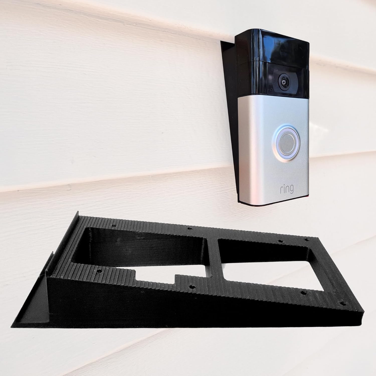SplashNColor No-Drill Ring Doorbell Mount for Vinyl Siding, Compatible with Ring Doorbell 1, 2, 3, 4 and Battery Models – Easy No-Holes Installation for Apartment and HOA-Friendly Setup