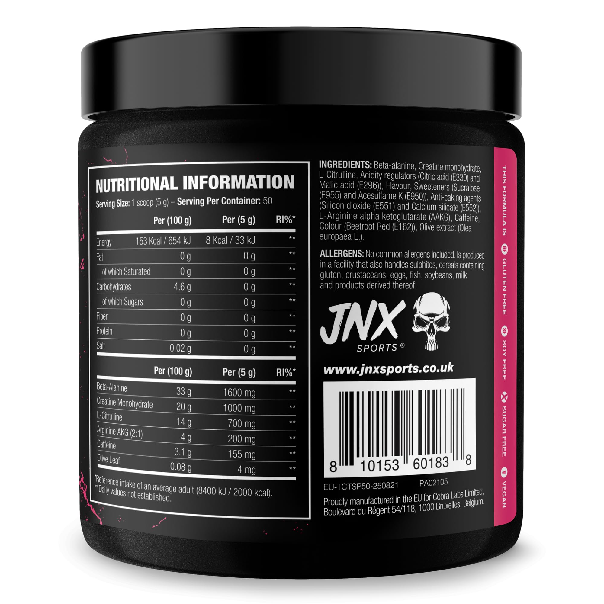 JNX Sports The Curse! Pre-Workout Pulver – Tropensturm, 250 g | Energie, Fokus & Ausdauer-Booster | Beta-Alanin, Kreatin, L-Citrullin, Koffein