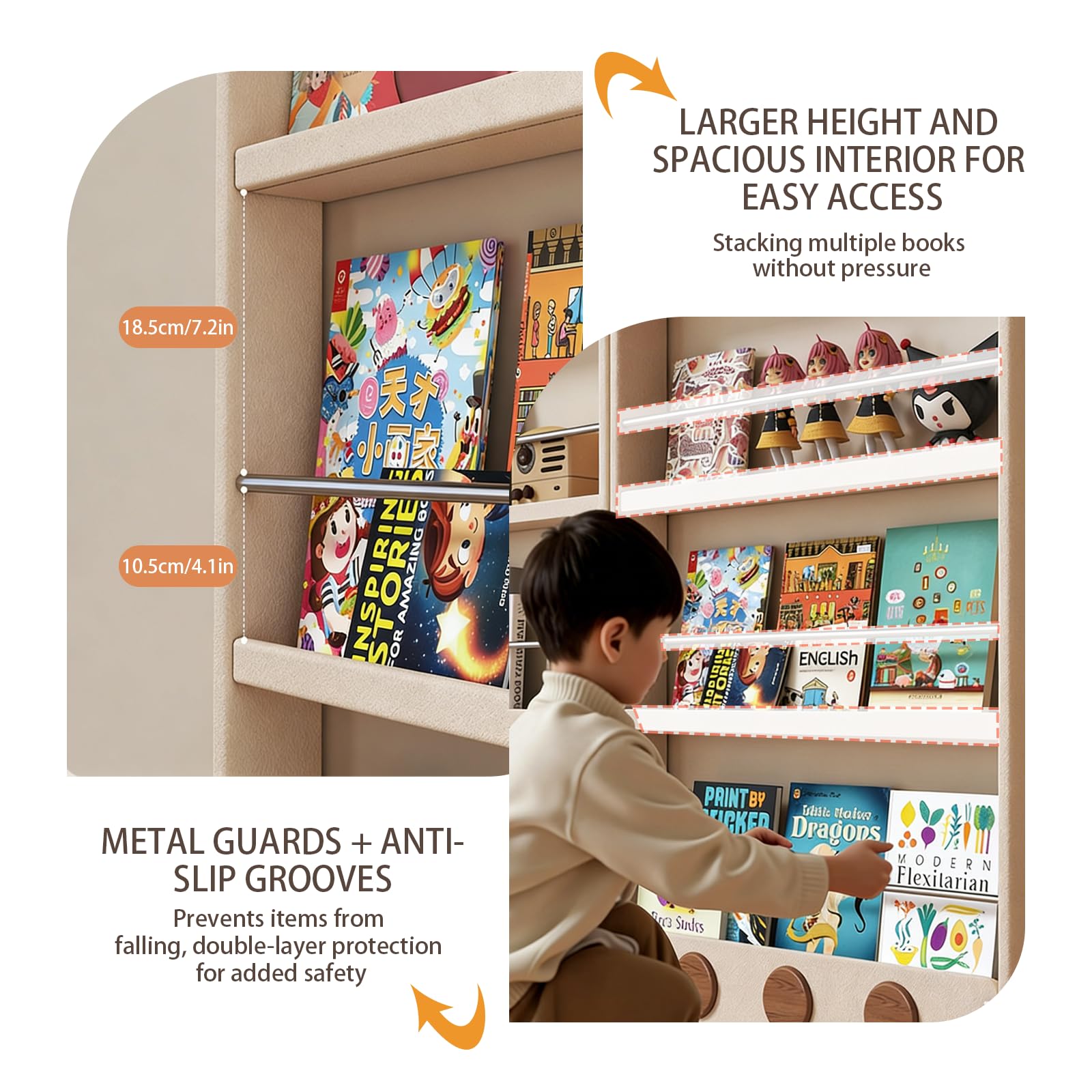 Libreria Stretta Dietro la Porta Libreria Ultrasottile e Stretta con Vano Portaoggetti Dietro l'anta Dotata di Piastra di Protezione in Metallo e Design Antiribaltamento Adatta all'uso Fami 5F 23.6IN