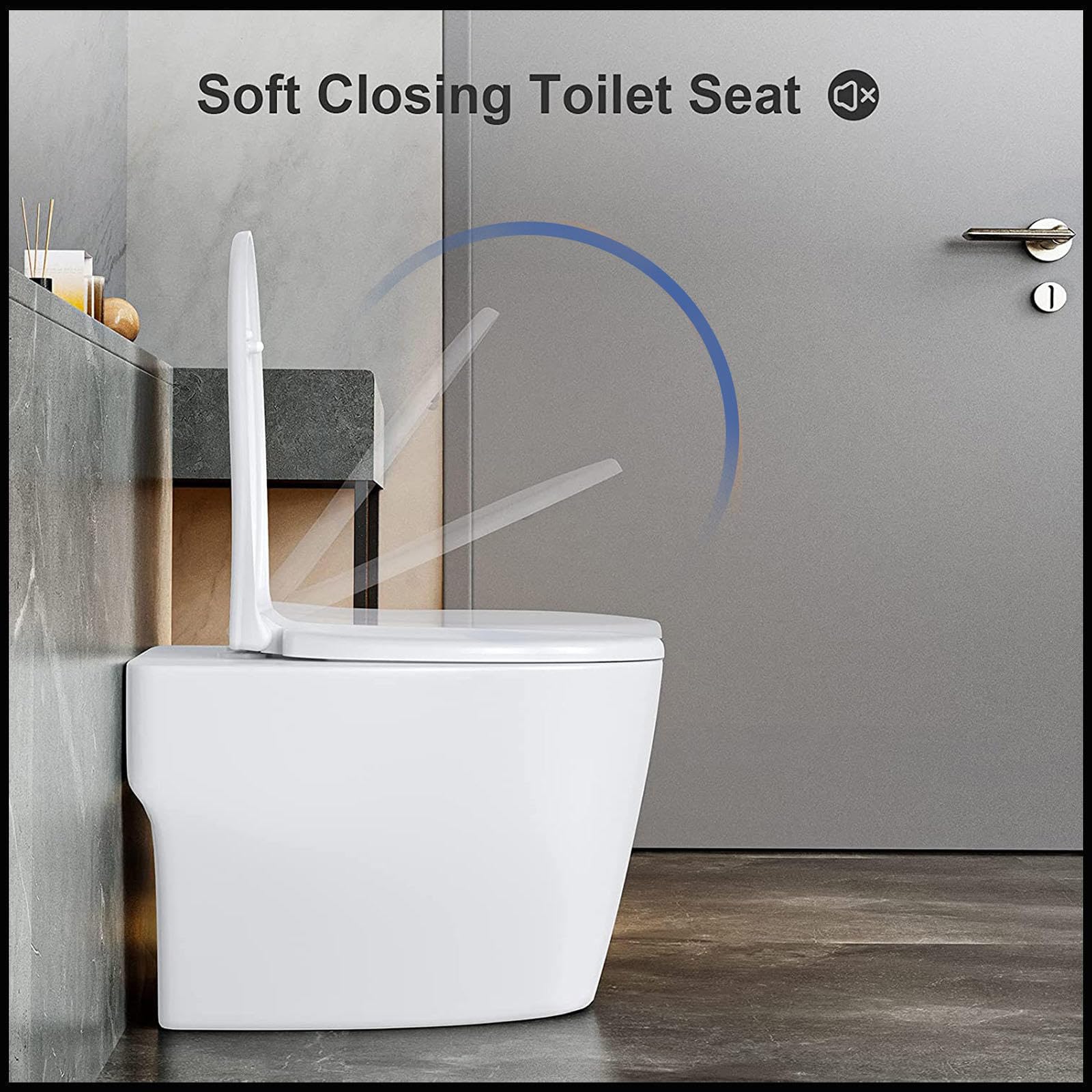 Sedile WC Quadrato Bianco Sedile WC Easy Fit Sedili WC Soft Close Sedili WC durevoli Copriwater Slow Close, Facile da Montare per Il Bagno, bianco-34,5 * 43 cm