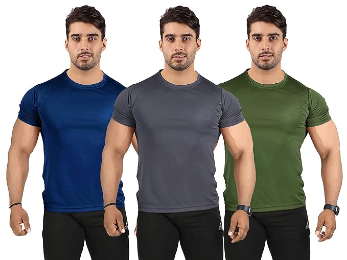 Buy UDI n ADI Men's Regular Fit Polyester Dry Fit T Pack of