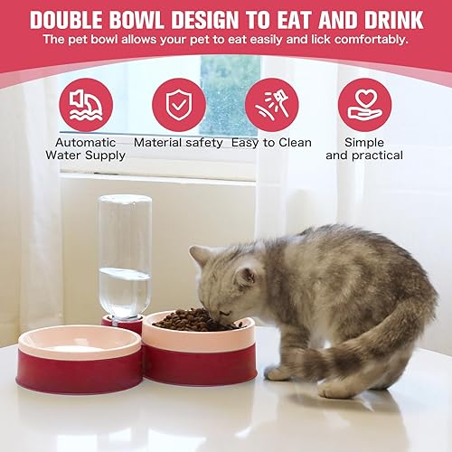 Miniatura 7 de Cuenco de comida para gatos, cuencos para gatos aptos para bigotes con dispensador de agua para gatos y perros pequeños