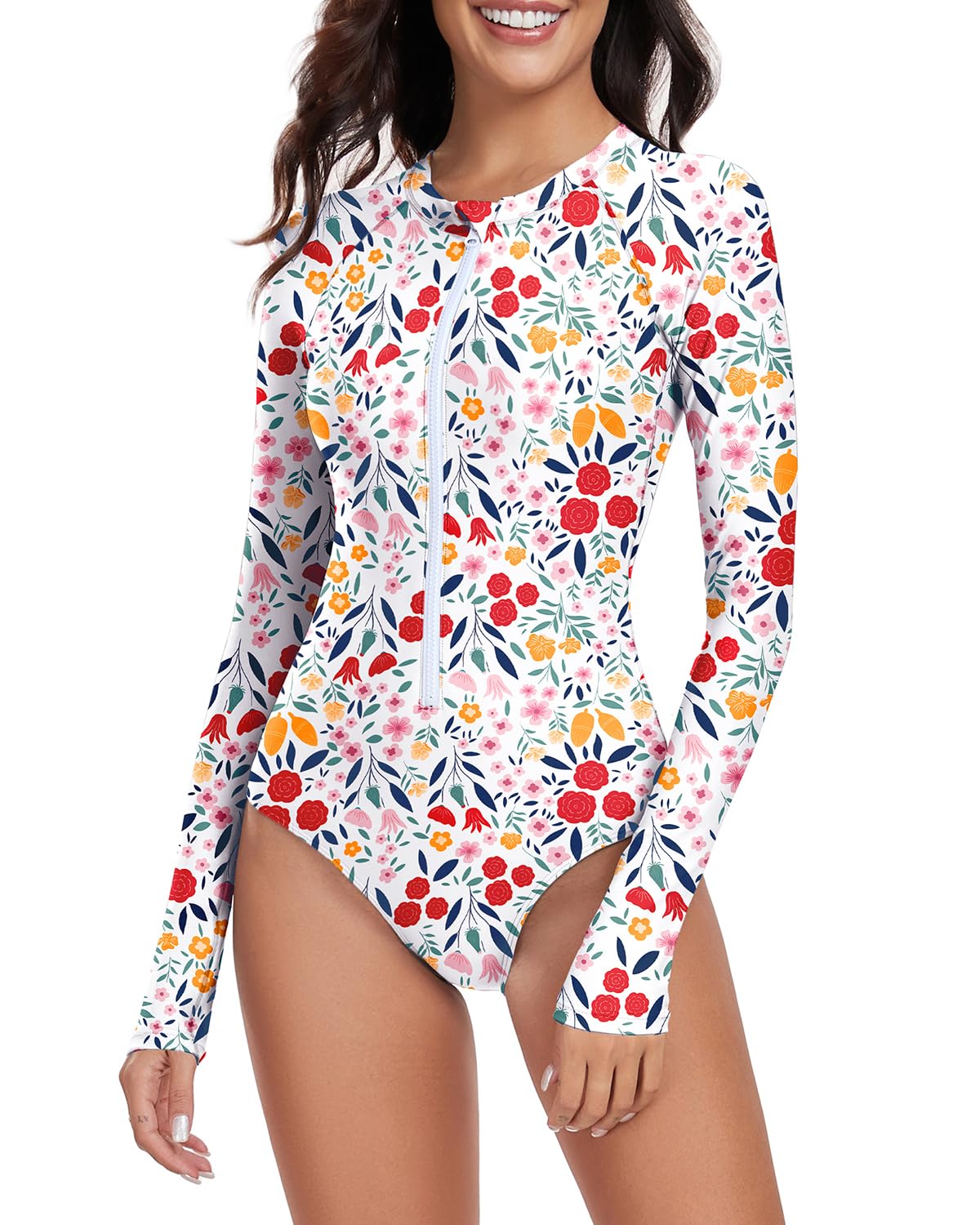 Century Star Long Sleeve Swimsuits for Women Rash Guard Modest Zip Surfing