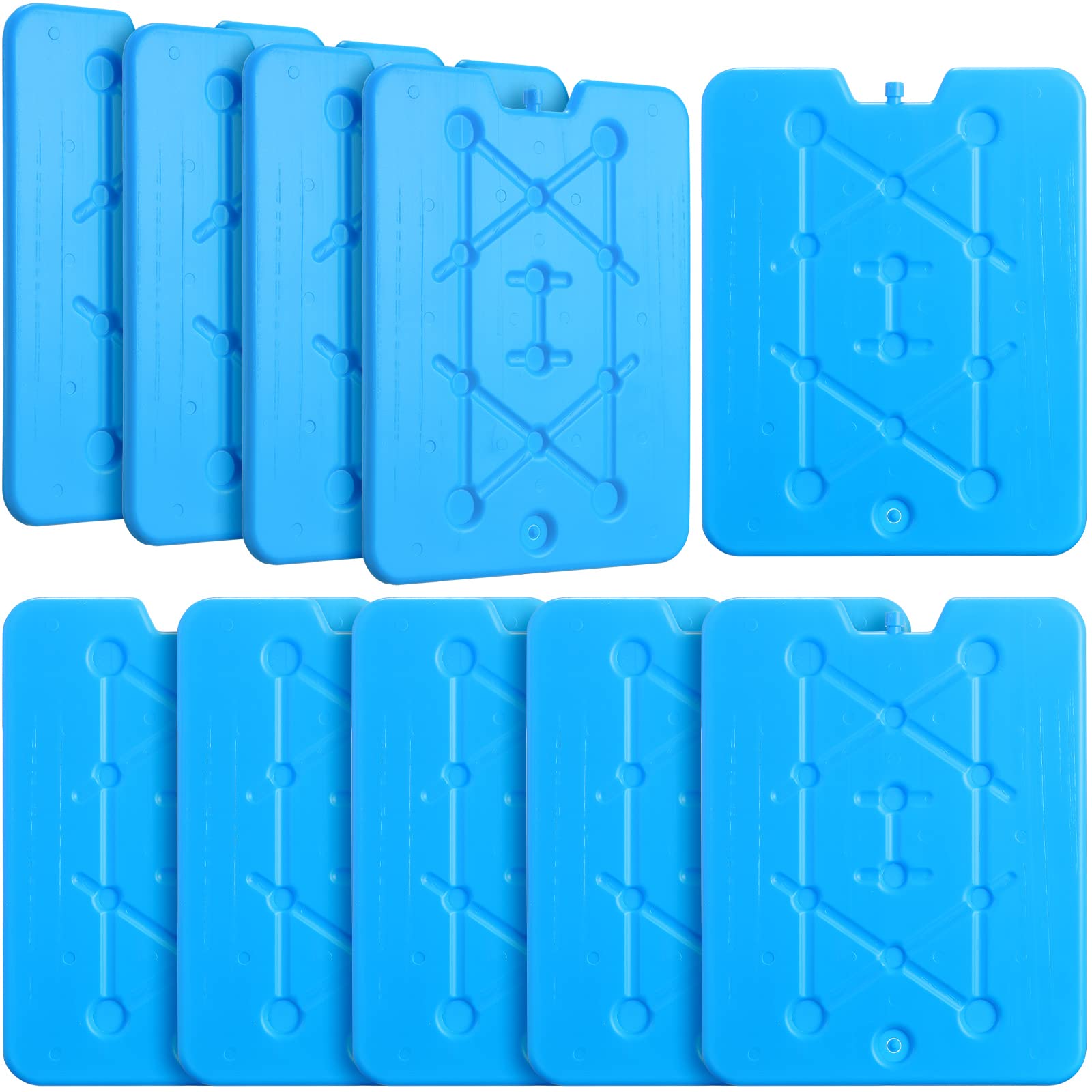 Lot de 10 grands blocs de glace réutilisables pour glacière - 25,4 x 33 cm - Économie d'espace - Durable - Pour garder les aliments frais