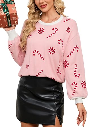 LUBOT Ugly Christmas Sweaters for Women Soft Acrylic Blend Cute Fuzzy Funny Wintertime Holiday Parties Knitted Pullover