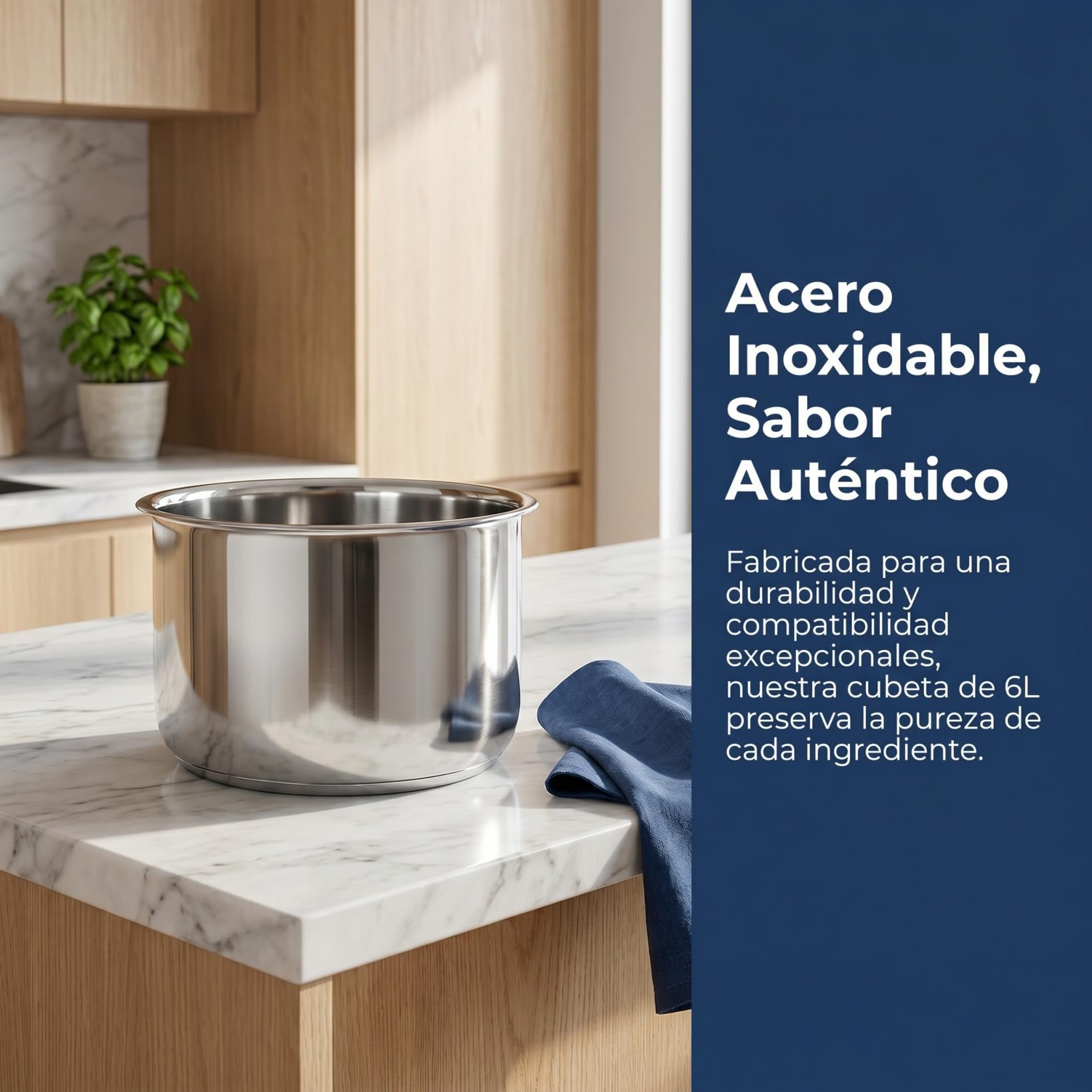 BESPORTBLE Cubeta de Repuesto para Olla Eléctrica de 6 litros, Recipiente de Acero Inoxidable para y Robot de Cocina, Interior Multifuncional, 22cm Diámetro