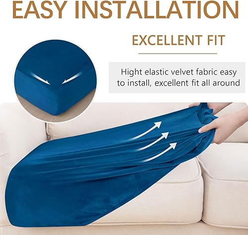 Miniatura 4 de hyha Fundas de cojín de terciopelo para sofá, fundas de asiento suaves para sofá modular de 2 cojines, lavables, funda mágica para sofá con parte