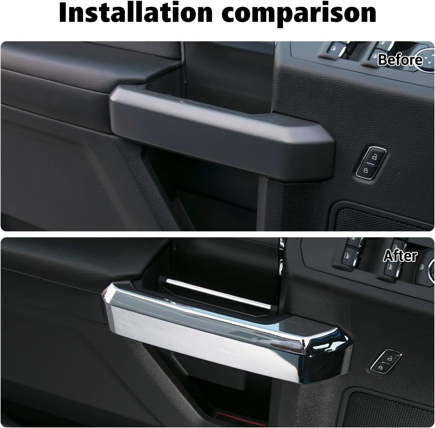 Voodonala Inner Door Handle Covers Trim for Ford F150 2015-2020 (Chrome)