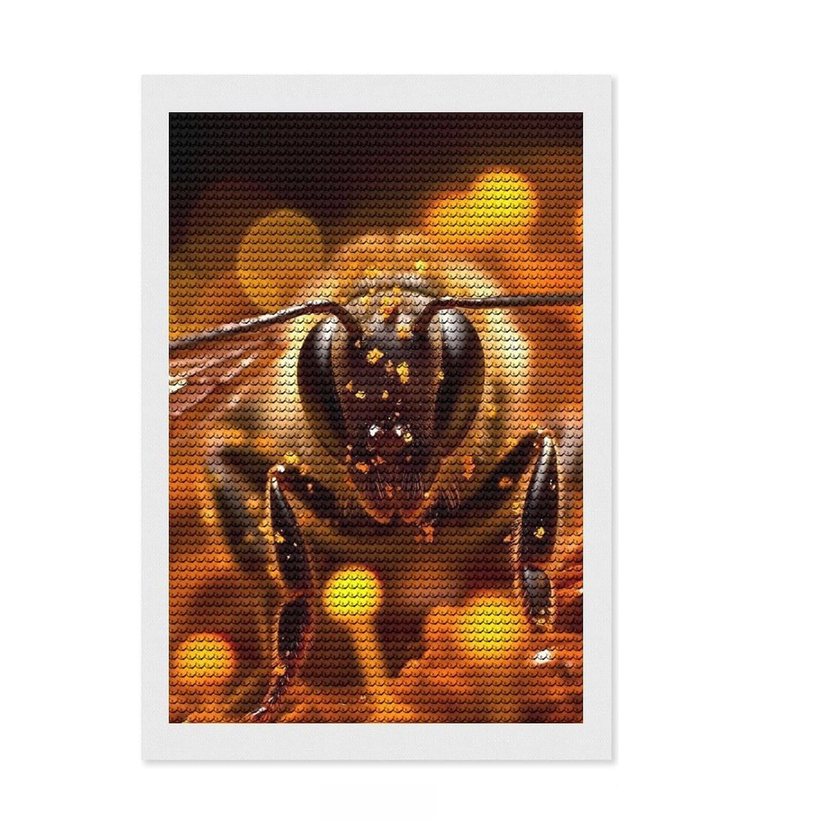 Junmoney Bee Honey Diamond Painting Canvas Set 8"x12", Pleasing Wall Art Project, Creative Leisure Activity, Bedroom Decor
