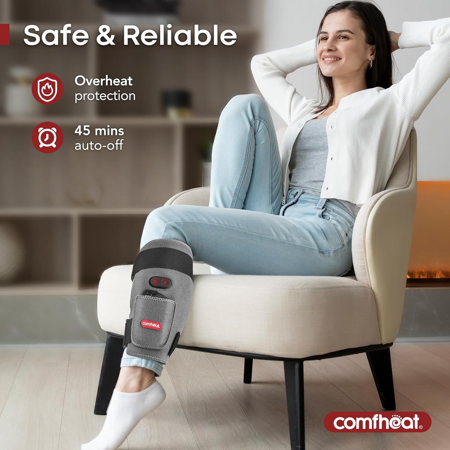 Cordless Leg Heating Pad with Vibration for Pain Relief, Wearable Wrap Around Heating Pad for Knee, Shin Splint, Calf, Arm, Thigh Pain Relief, Rechargeable with Battery - Image 5