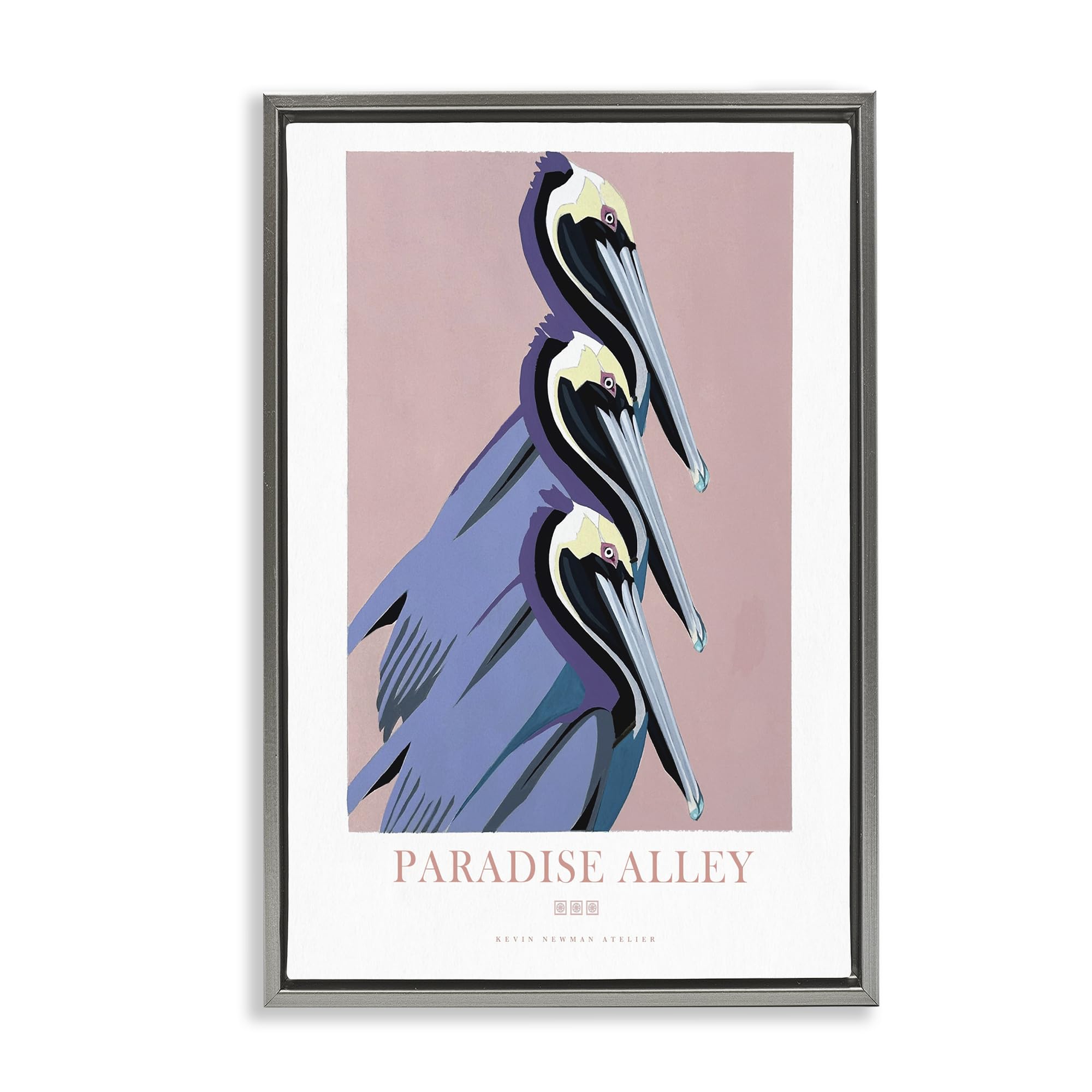 'Paradise Alley Pelican Trio'| Floating Frame Canvas Art
