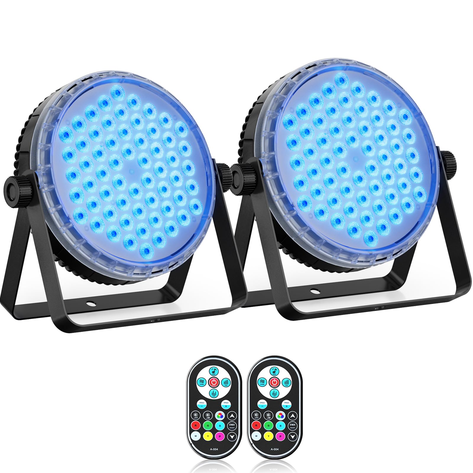 2 pezzi Par LED 120 W, luci da palco led, con telecomando, luci dj professionali RGBW 4 in 1, effetto arcobaleno, 8CH/DMX512/strobo discoteca, per feste, matrimoni, bar, club, decorazione