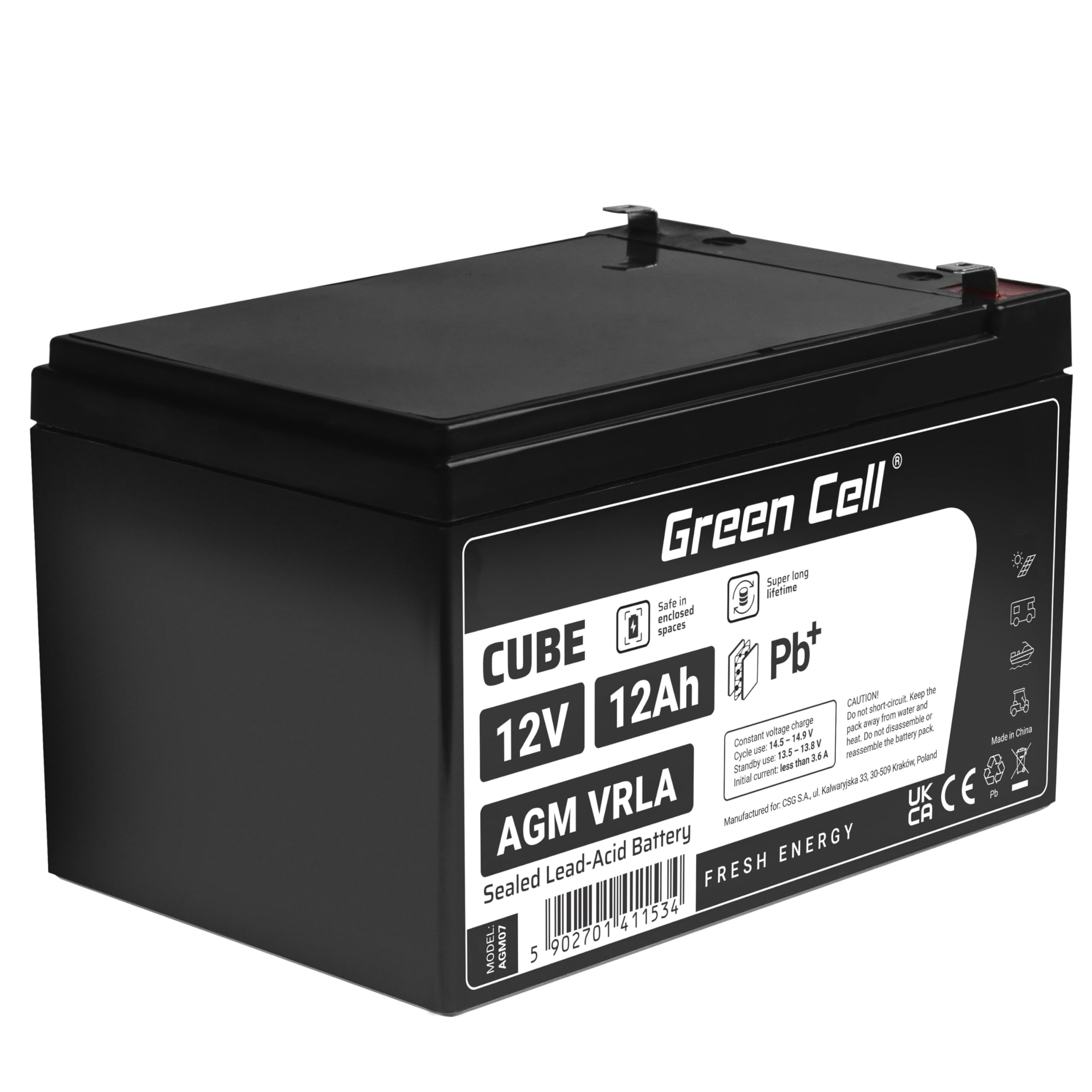 GreenCell® Batteria AGM 12V 7.2Ah Al Piombo Accumulatore Sigillata