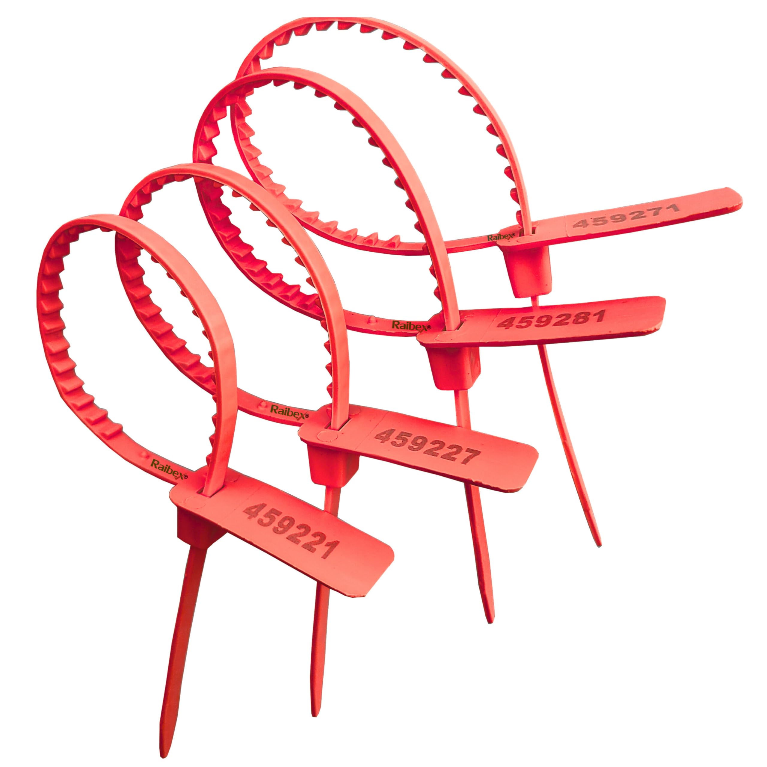 Container Seal Tag Plastic Security Seals One Time Lock OTL Small Size 10" L for Courier Truck Pull Tight Grip, 100 PCS, Red-image-0