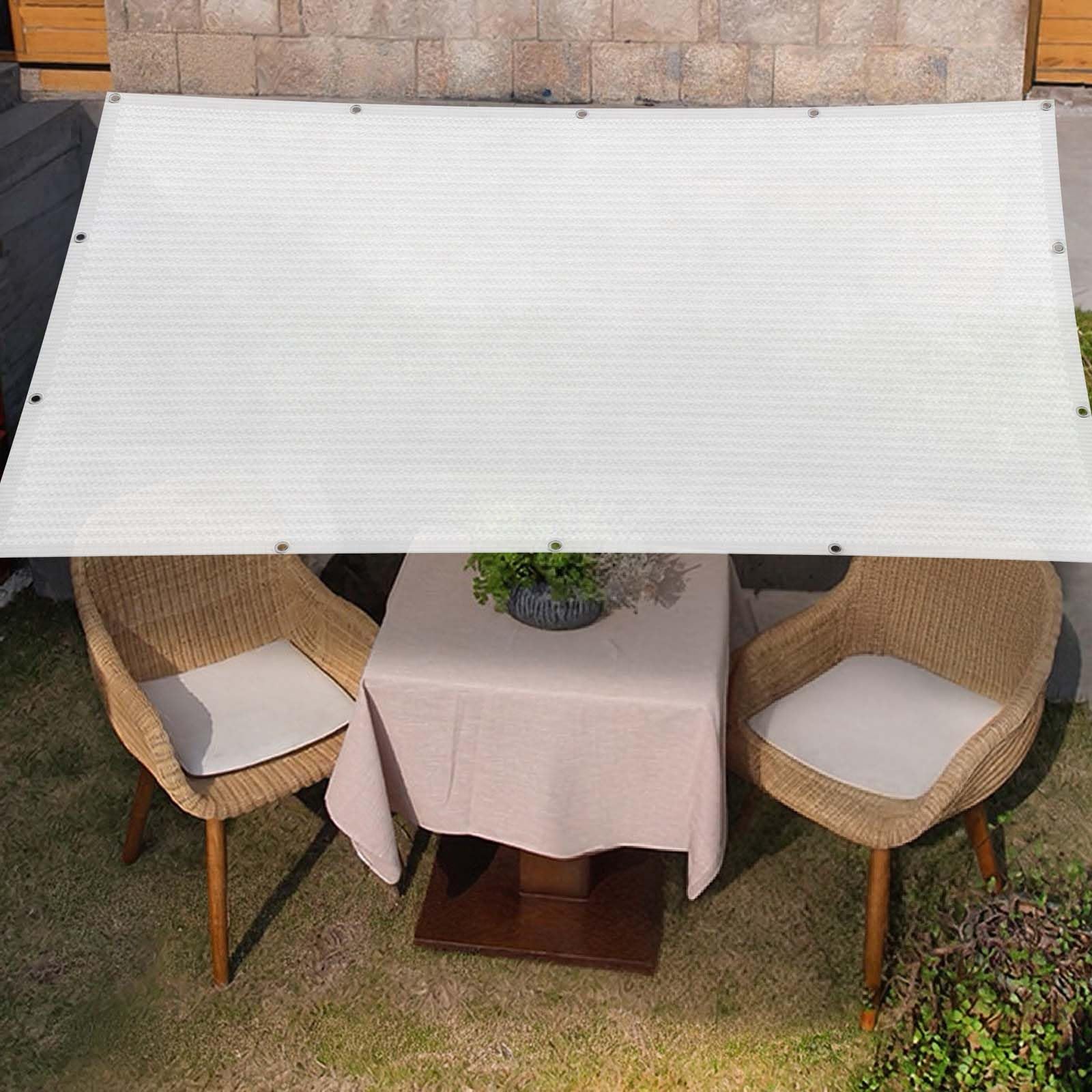 Siatka Cieniująca 405 x 635 cm Oddychające HDPE – 95% Blokady Uv, 90% Zacienienia Siatka Cieniująca Z Oczkami Z Oczkami, Z Linką I Opaskami Kablowymi Do Na Balkon, Biały