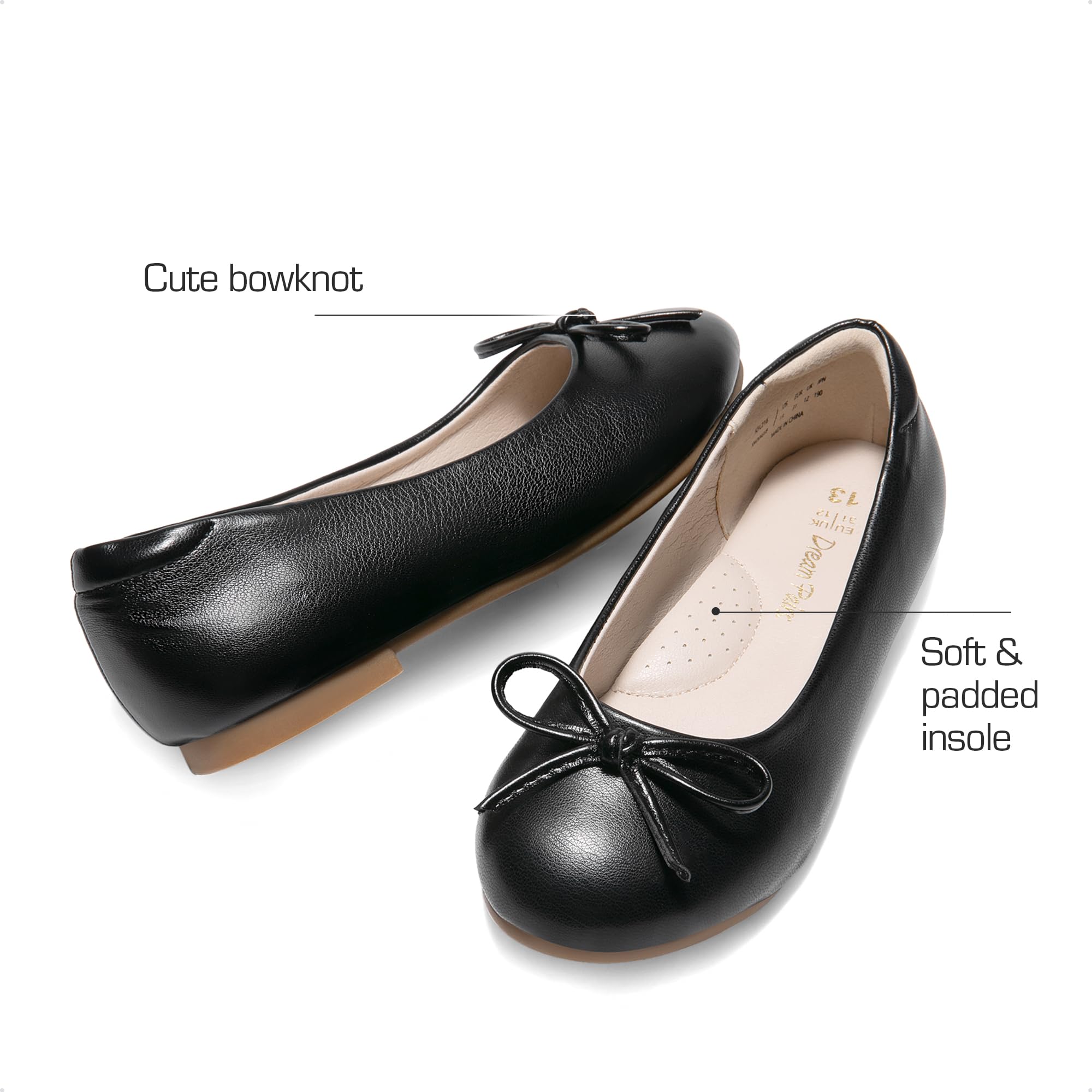 DREAM PAIRS Ballerines Filles à Enfiler Chaussure Plate Confortable Chaussures d'école Habillées Classiques