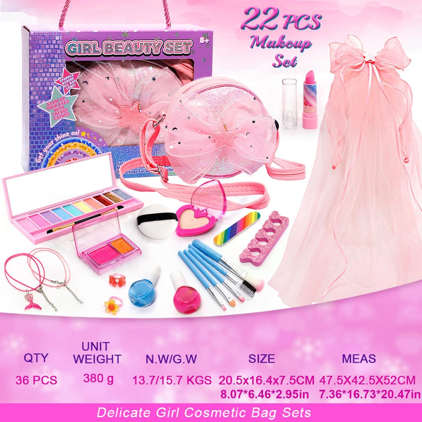 Trucco Per Bambini Giocattoli Per Fingere Realistici Portatili E Lavabili | Cosmetici per Ragazze Per Compleanno Viaggio Festa Evento Scuola Spiaggia Servizio Fotografico