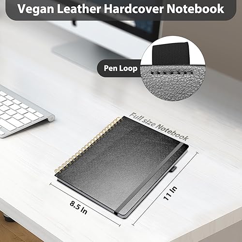 Miniatura 2 de Cuaderno de espiral, 8.5 x 11 pulgadas, cuadernos universitarios a rayas para trabajotoma de notas, diario de escritura de tapa dura de cuero para