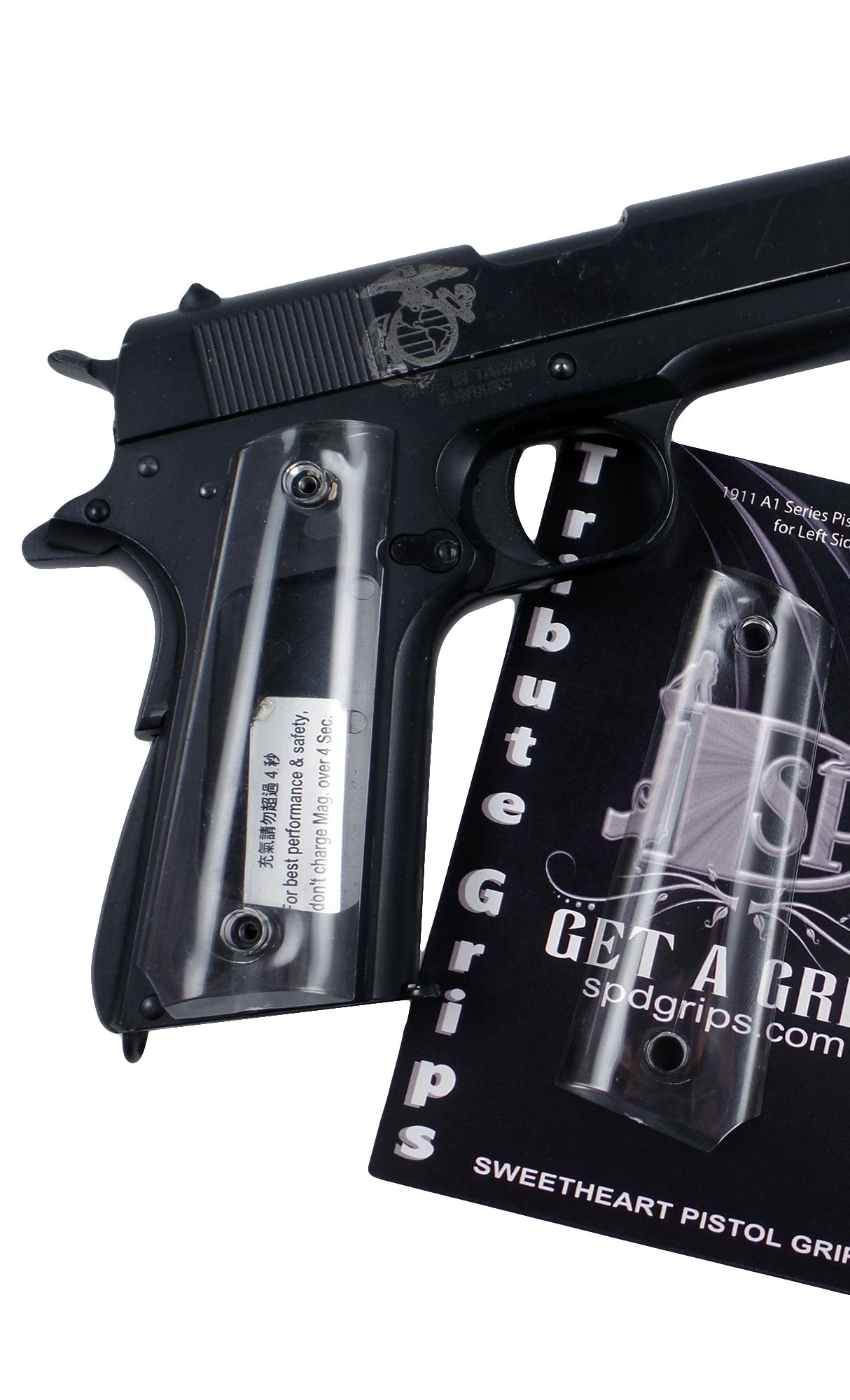 Custom 1911 A1 Full Size Sweetheart Tribute SPD Acrylic Grips- Compatible with Kimber, Colt, Taurus and Sig