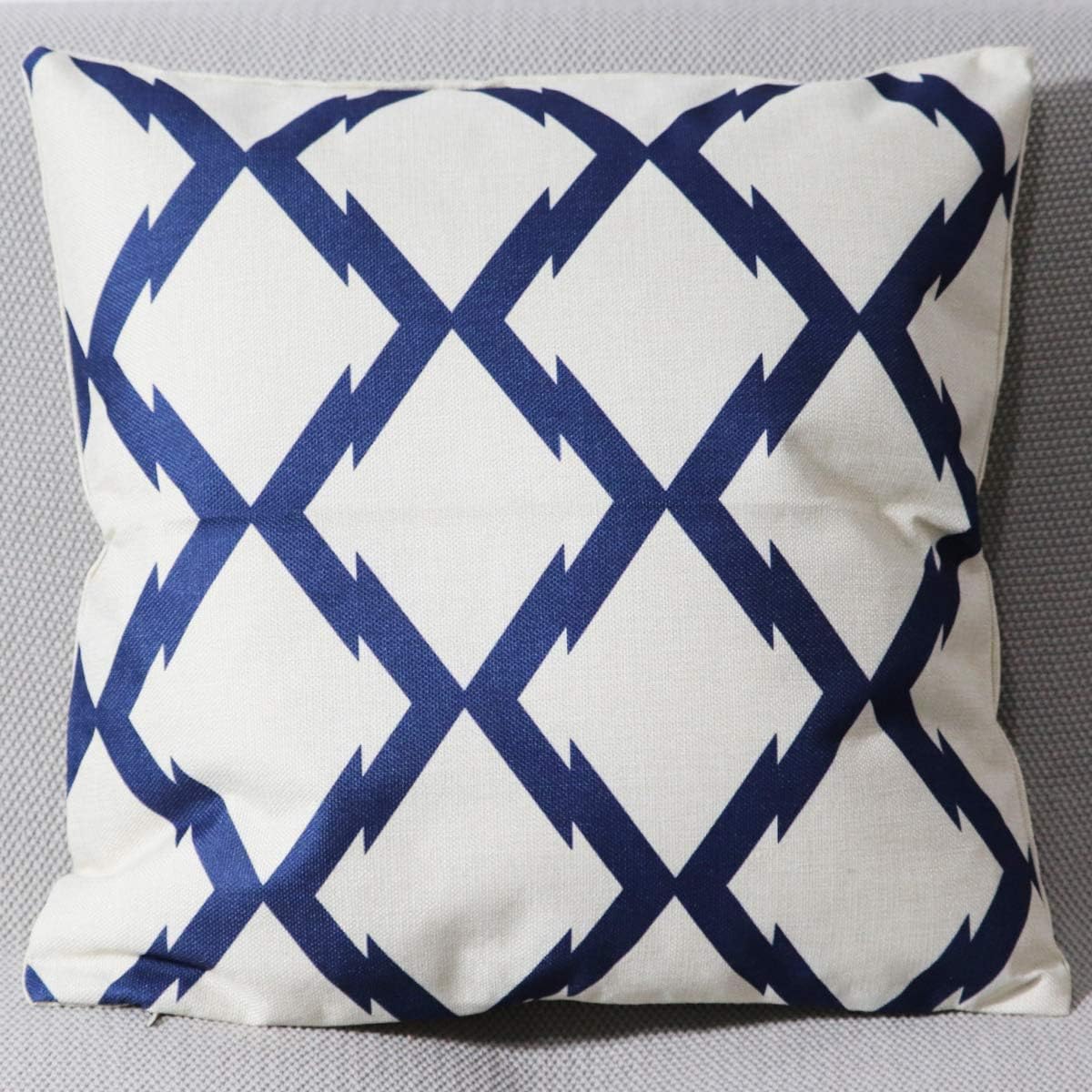 Pack of 4 Modern Geometric Throw Pillow Cover Linen Square Plaid Pillows Cover Cushion Case Outdoor Pilloow Covers for Sofa Living Room and Bed 18x18 Inch (Geometry-3)