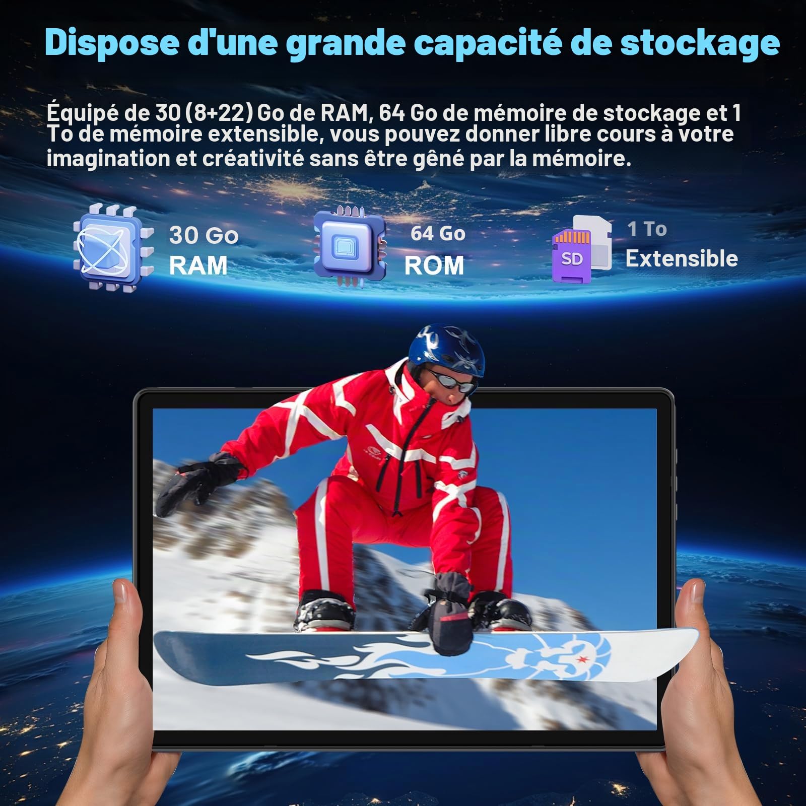 DMOAO Tablette 10 Pouces Android 15 avec 30 Go RAM + 2 to ROM Expansion, Widevine L1, 5G Wi-FI, Gemeni AI, 8 cœurs, GPS, 2 en 1 FHD Tablette Tactile avec Clavier et Souris, Noir