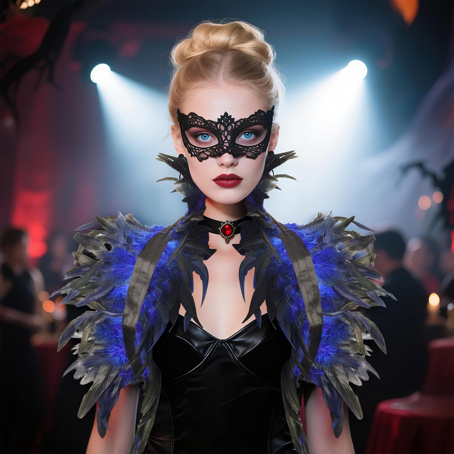 Gothic Natural Feather Shrug Feather Shawl Wrap Cape Victorian Collar for Halloween Cosplay Party Costume Accessories - Image 6