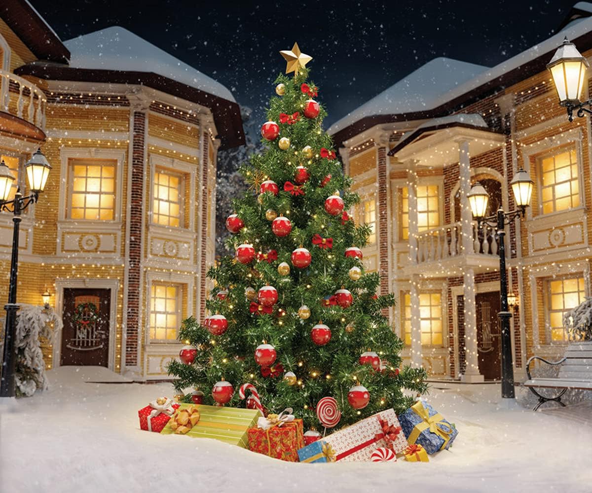 Amazon Sjoloon 10 X 8ft Wonderful Nightクリスマスツリーwithギフトボックス写真背景背景幕photo Studioプロップ 10x8ft 10x8 Sjoloon バックペーパー 背景布