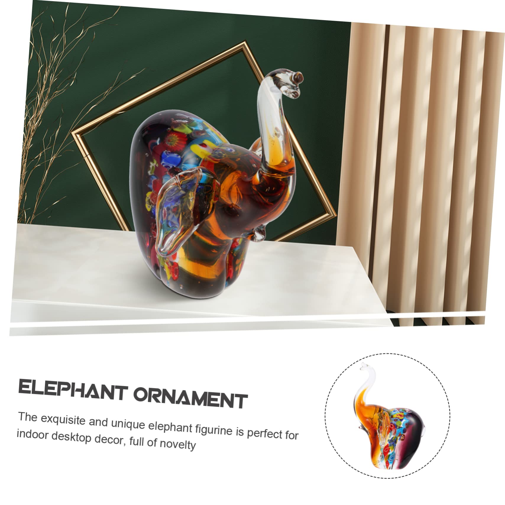Adorno de Elefante de Mesa de Vidrio, Figura Decorativa