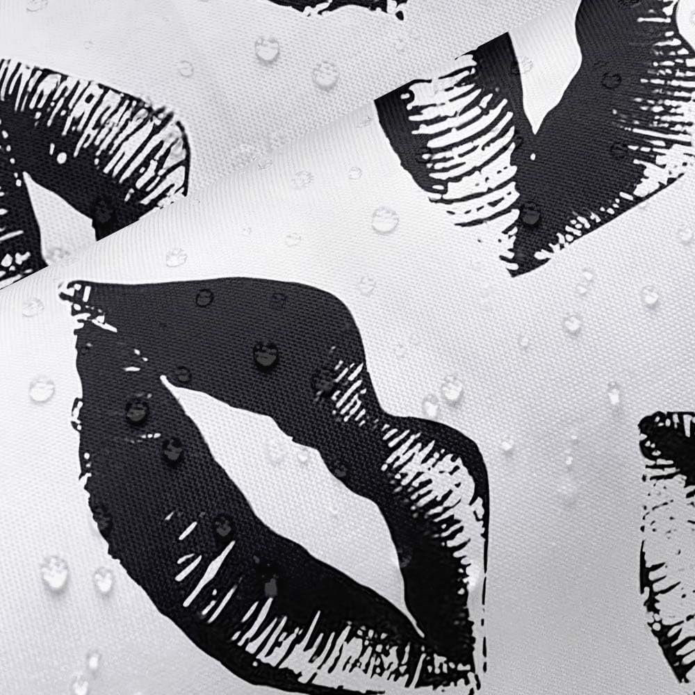Black White Kiss Lips Shower Curtain - Waterproof Polyester Fabric, Nordic Minimalist Bathroom Decor with Hooks for Girls 72X84IN