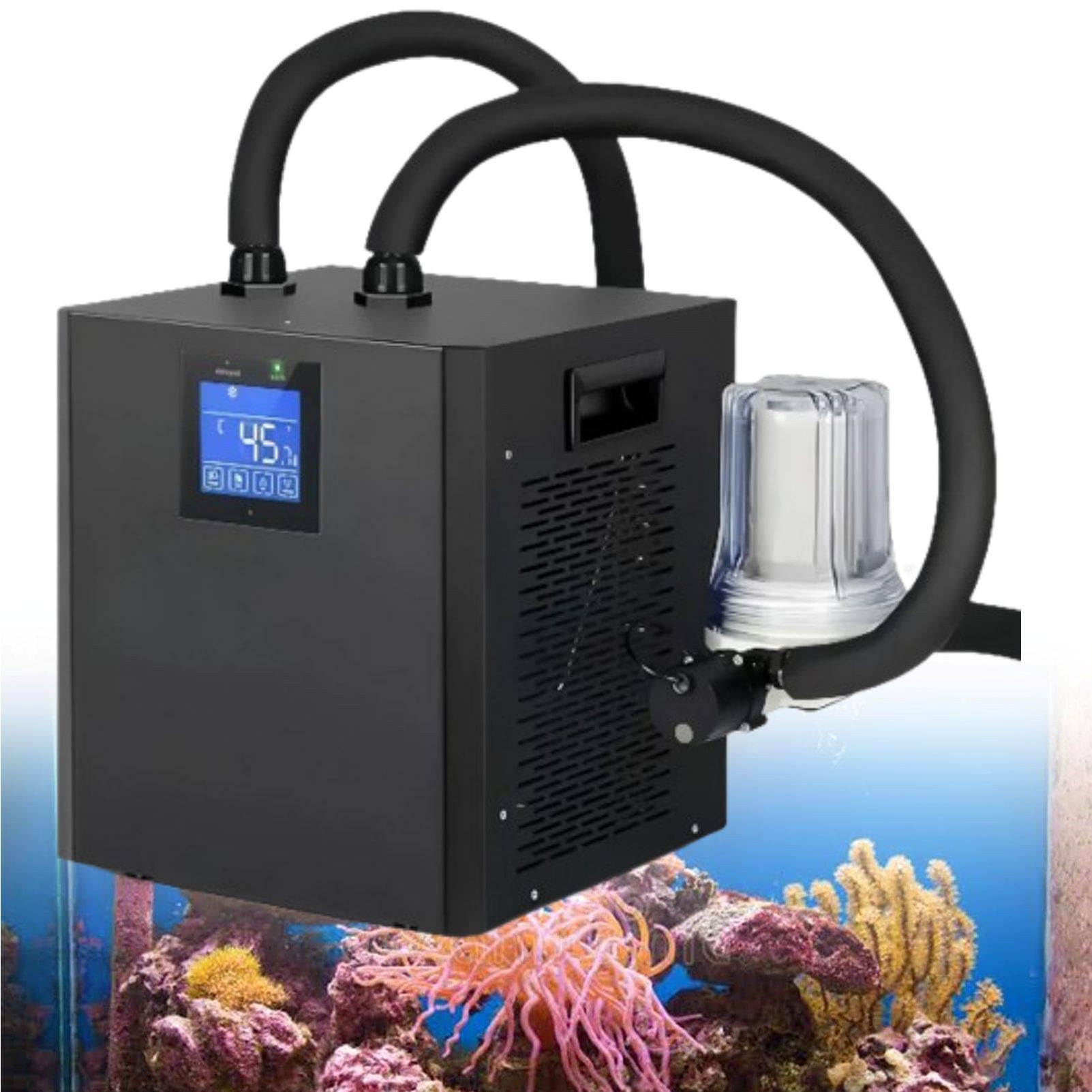 MhWrughts Aquarium Water Chiller, External Filter Cotton Cooling System, 600W Fish Tank Chiller with Built-in Dual Water Pumps for Coral Tanks, Marine Aquariums and Aquaculture