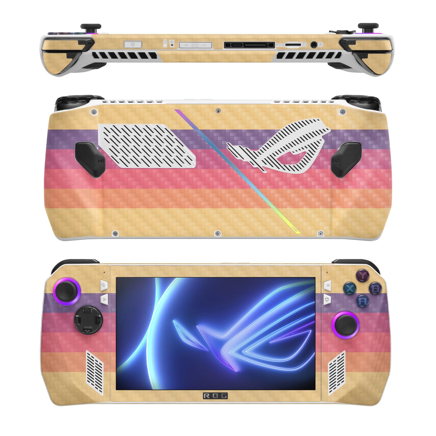 MightySkins Carbon Fiber Skin Compatible with Asus ROG Ally - Mellow Stripes | Protective, Durable Textured Carbon Fiber Finish | Easy to Apply