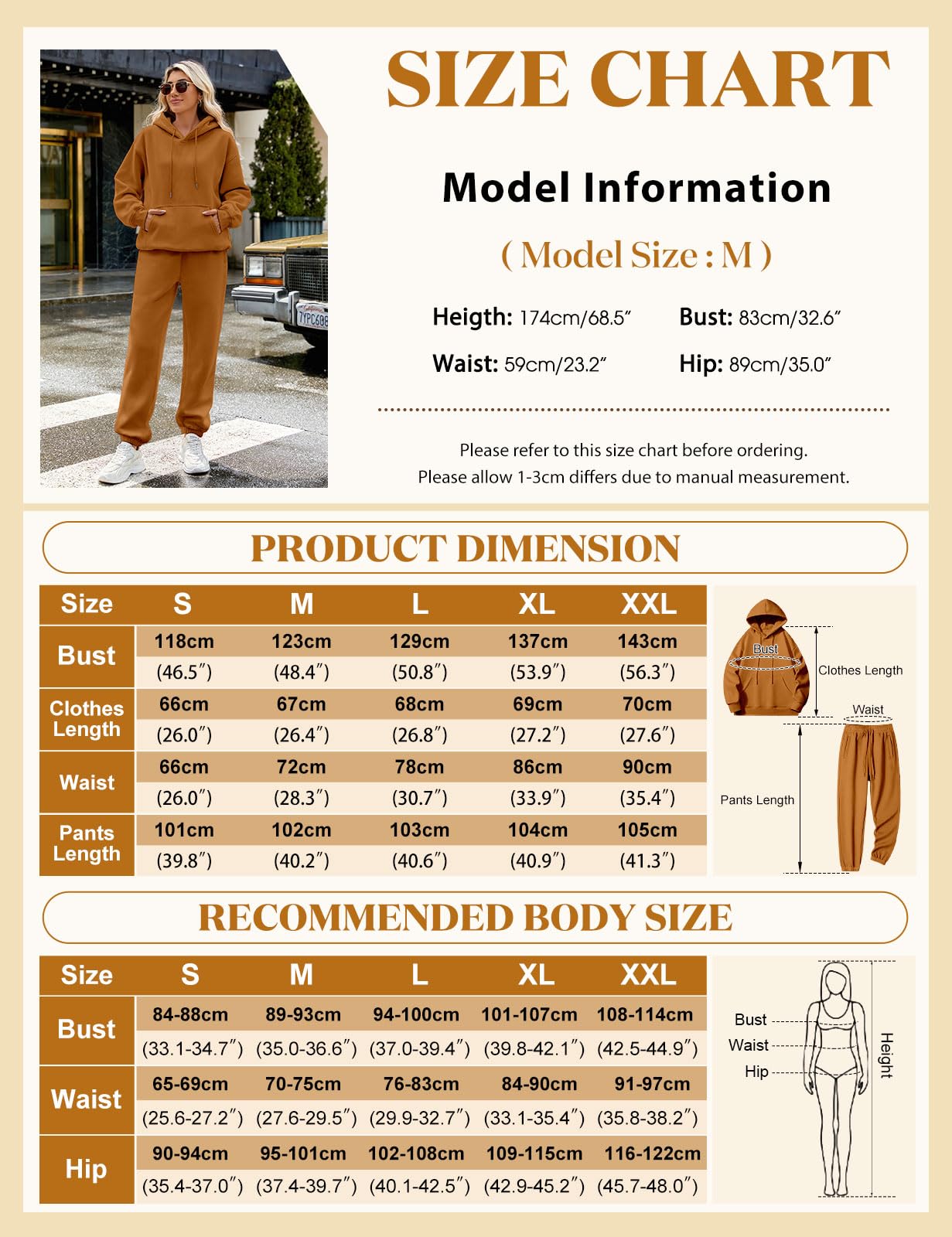 CMTOP Tuta Donna Sportiva Completo 2 Pezzi Invernale Termici Tute da Ginnastica in Pile Cotone Felpa con Cappuccio e Pantaloni Jogger Casual Completi Palestra Per La Casa Fitness