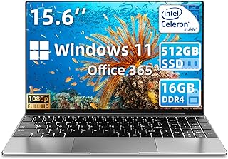 iSTYLE 15.6 Inch Laptop Windows 11, 16GB RAM 512GB SSD, 1080P Display Full HD Laptop PC Notebook Celeron N5095, Dual Band WiFi, 2xUSB 3.0, Mini HDMI, Fingerprint reader, Backlit Keyboard (Silver)