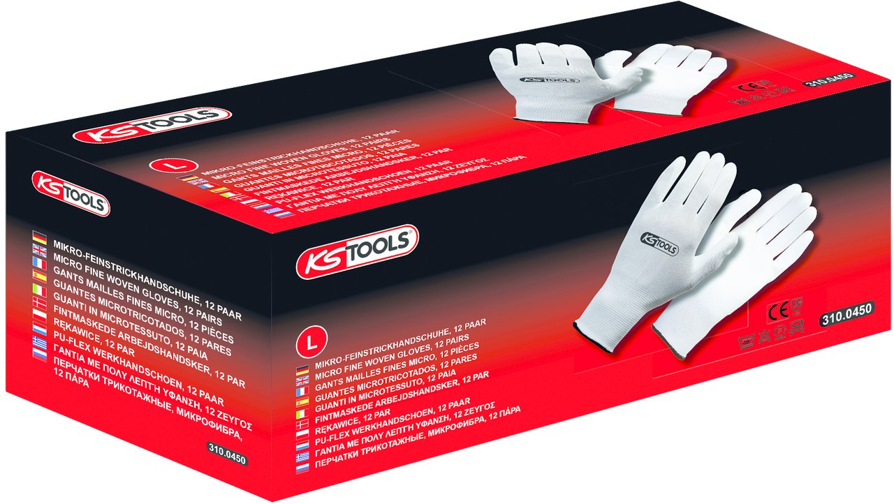 KS Tools 310.0450 Gloves Micro Fine - White (12 Pieces) L - Image 3