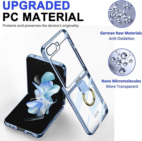 Miniatura 3 de Miimall Funda compatible con Samsung Galaxy Z Flip 5 con soporte de anillo, PC galvanizado ultrafino, a prueba de golpes de 360, fácil de sostener +