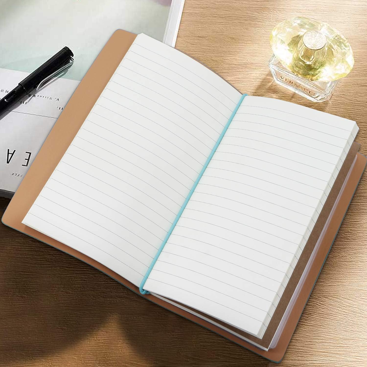 Customized Fillable Travel Diary Photo Notebook, Diary Life Plan Notebook, Personalized Photo Notebook, Rope Notebook, Perfect Anniversary Christmas Graduation Gift for Kids Girlfriend (cyan)