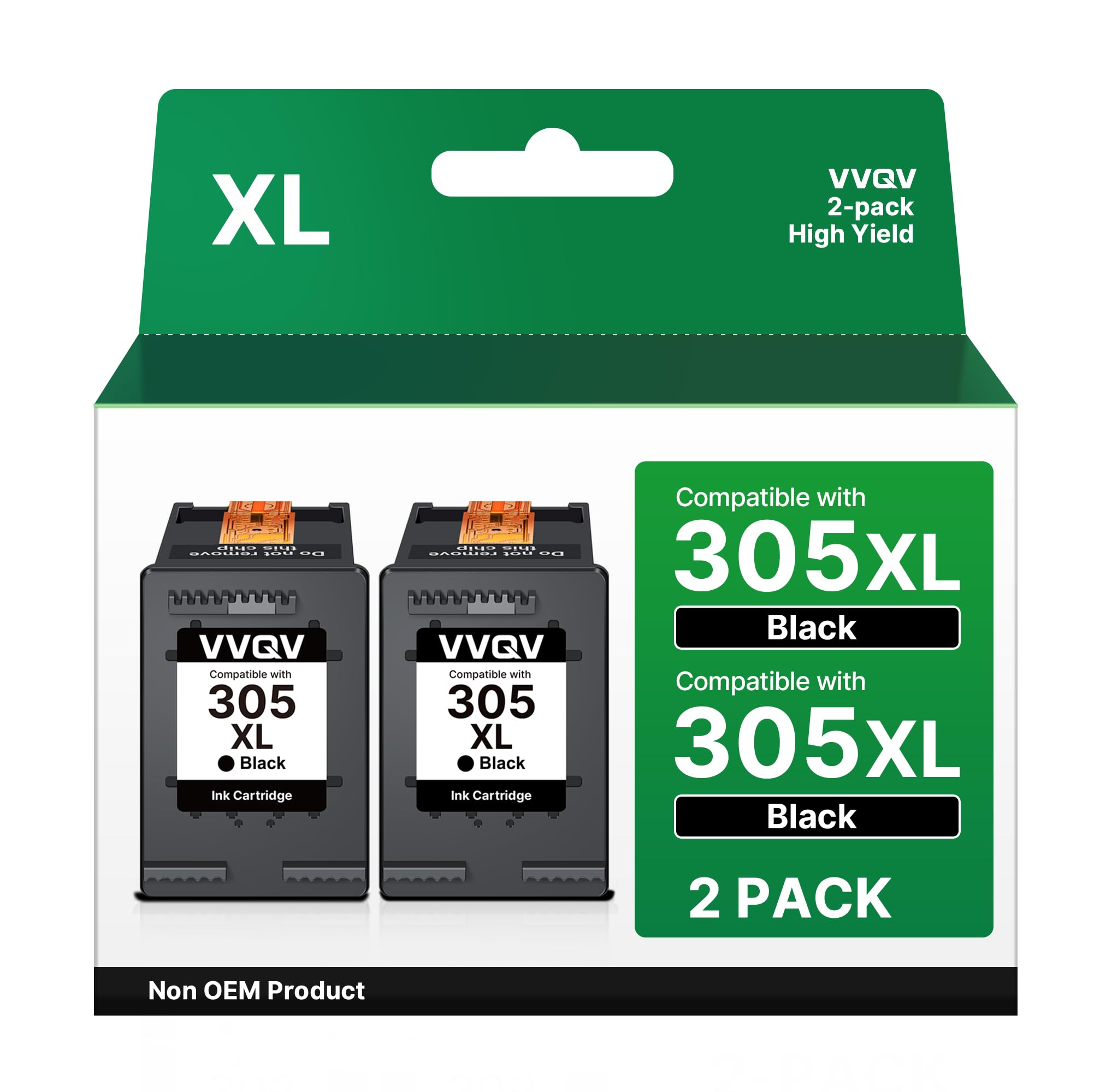 VVQV 305XL Schwarz Druckerpatronen 305 XL Patronen Ersatz für HP 305 Druckerpatronen Schwarz für HP DeskJet 2820e 4220e 2810e Envy 6000 6010 6020 6030 6032 Pro 6420 6432(2 Schwarz)