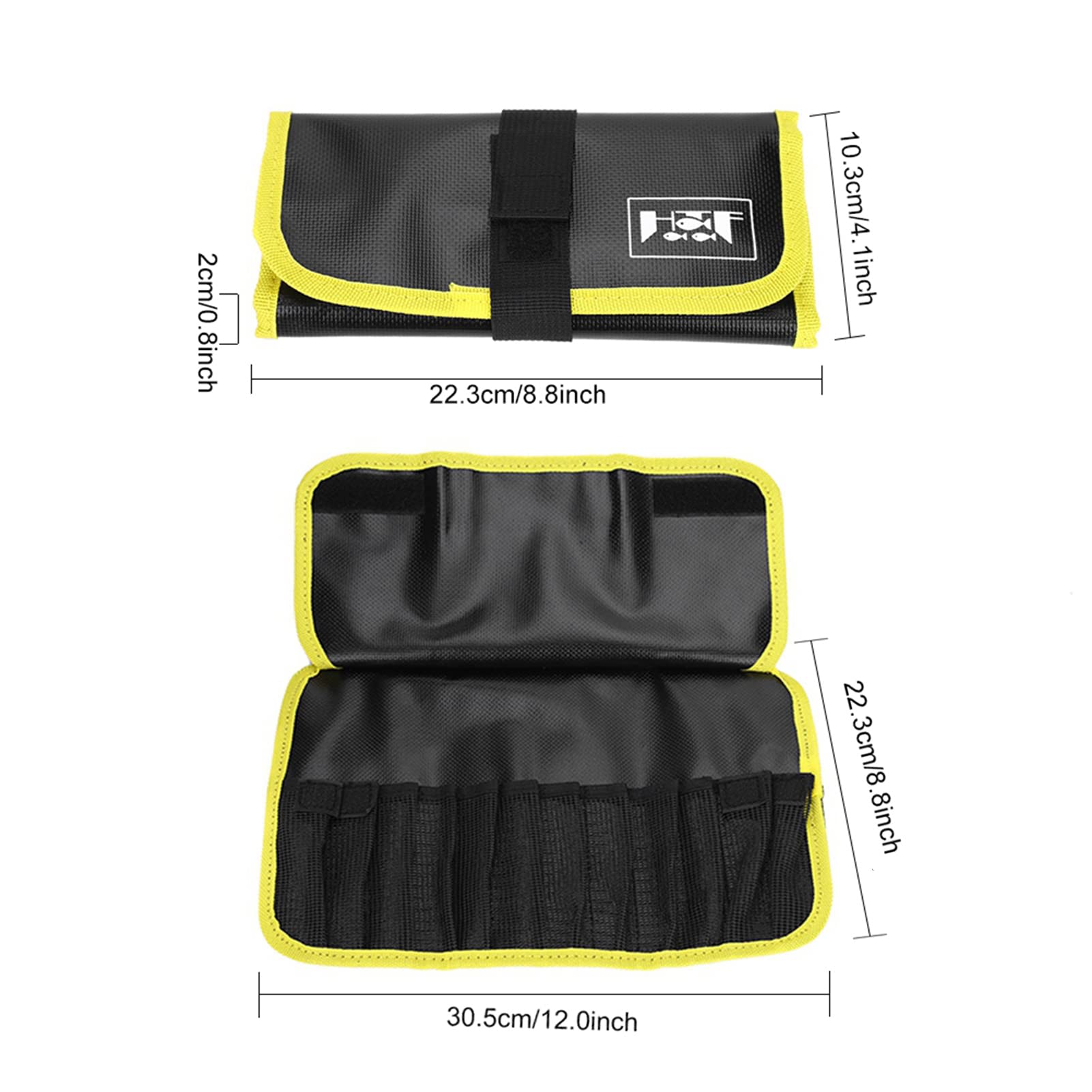 Jig Bag, Borsa per esche da pesca Accessorio per la conservazione esche morbide Borsa per attrezzi pesca impermeabile con 12 partizioni esche artificiali barche Acqua salata Appassionati(giallo)