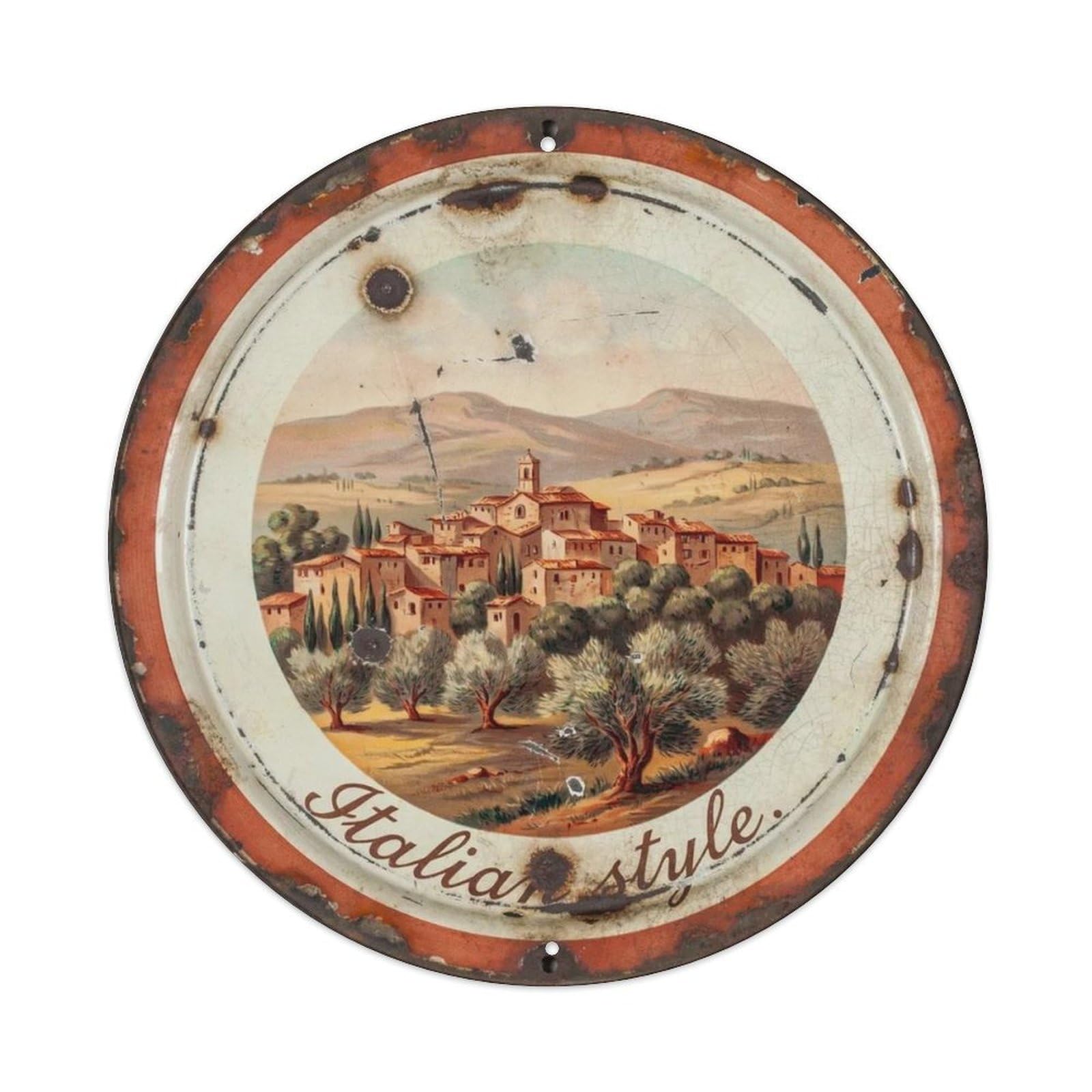 Italian Style. Metal Tin Sign Plaque