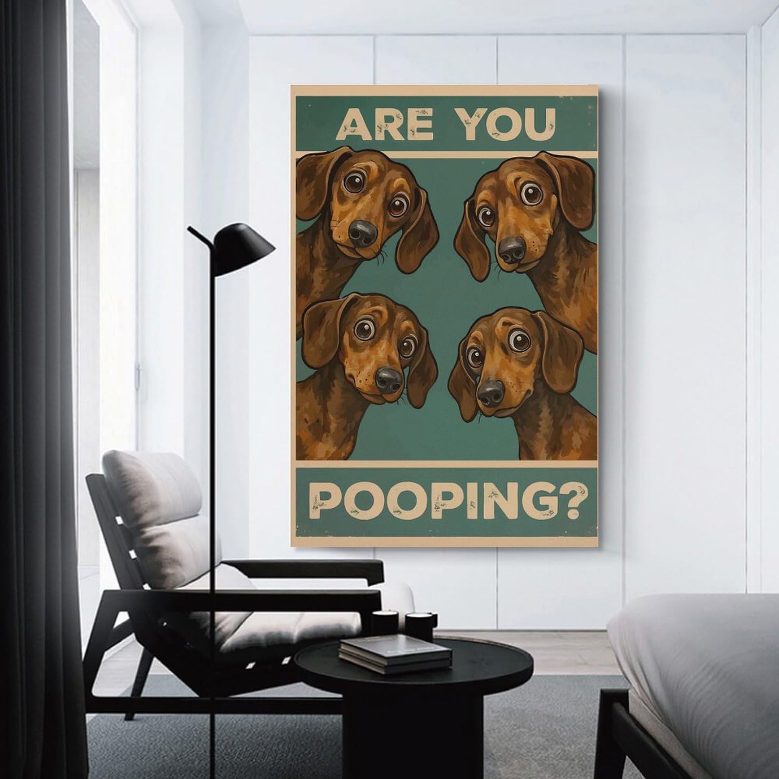 Junmoney Wall Picture Print Are You Pooping Dachshund Poster, 20x30inch(50x75cm), for Living Room, Lounge Or Sitting Room, Modern Wall Decor for Cosy Interiors