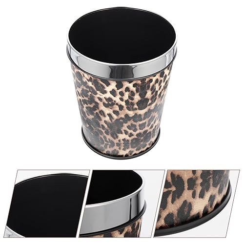 Miniatura 8 de Healeved Cubo de basura para baño, cubo de basura retro, cubo de basura con diseño de leopardo, papelera decorativa con anillo de metal para el