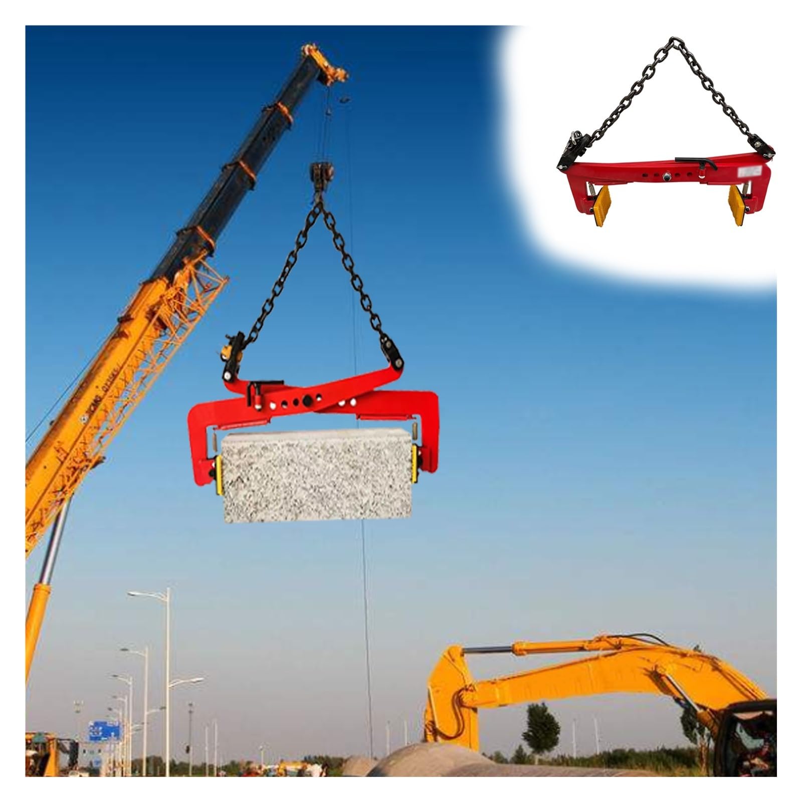 Heavy Duty Lifting Clamps Adjustable Opening Width, Marble/Granite/Stone Lifting Clamps Safe Stable, Plate Vertical Clamp for Factories/Dock/Mines(13-27.6 inch)
